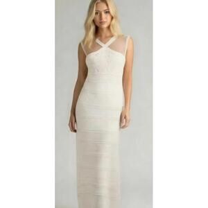 Nwt Joie Tired Ecru Crochet Lace Front Cross Column Dress #741